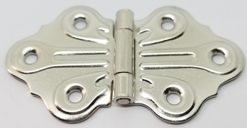 Nickel Plated Wing Hinge Plated Steel, shell butterfly design vintage antique rustic small doll house tiny