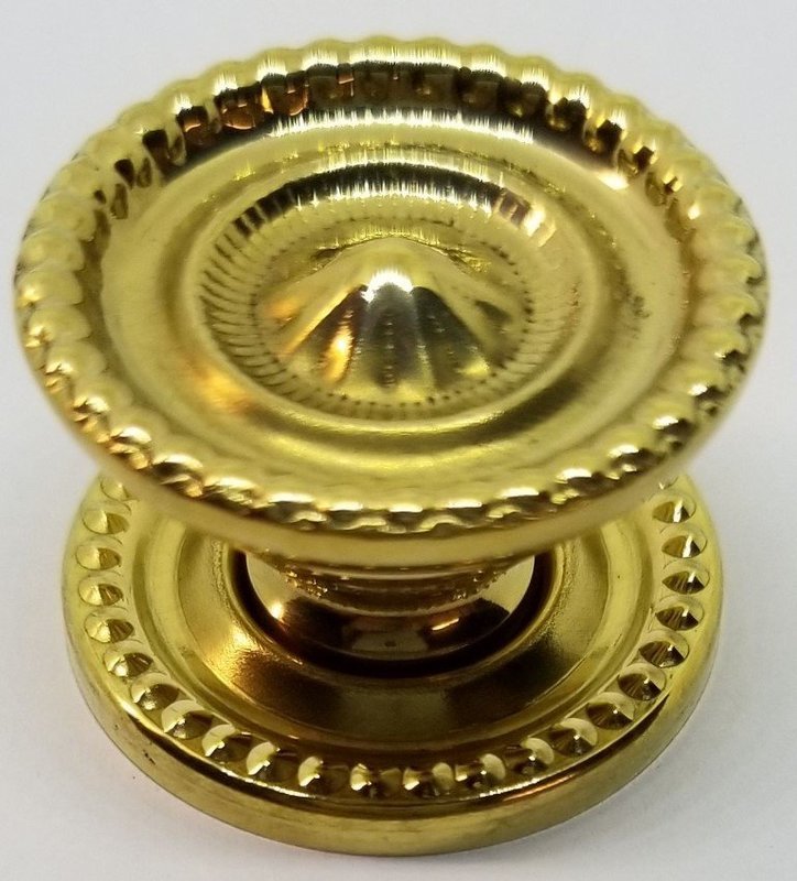 1" SHERATON FEDERAL STYLE Round Stamped Solid Brass knob w/Backplate victorian rustic antique vintage old pull handle