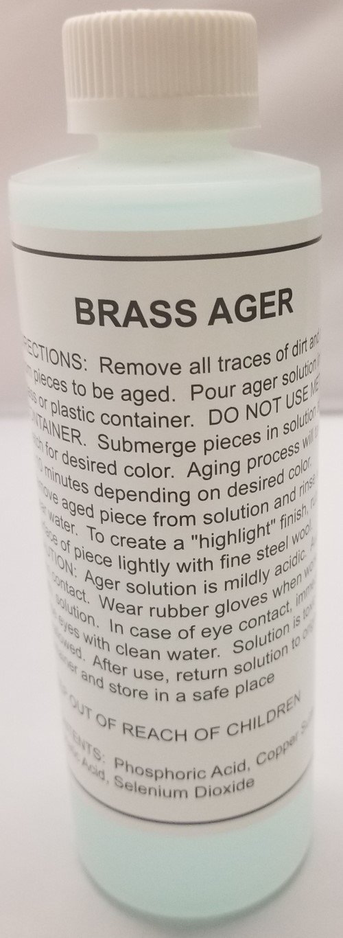 8oz. (Ounce) - Brass Ager Darkening Solution antique vintage old metal  patina copper tin bronze dull - Furniture Restoration Hardware and Supplies