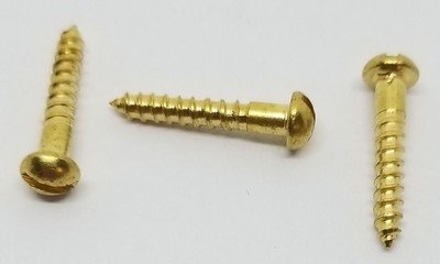 #6 x 5/8 Round Head Brass Plated Steel WOOD Screw Small tiny flat slotted finishing decorative