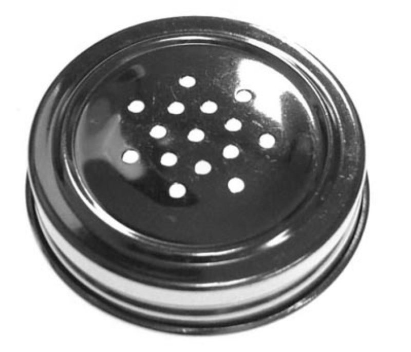 1-7/8"  - 2" Steel Pierced Spice Jar Lid shaker Hoosier Sellers antique vintage glass sugar salt