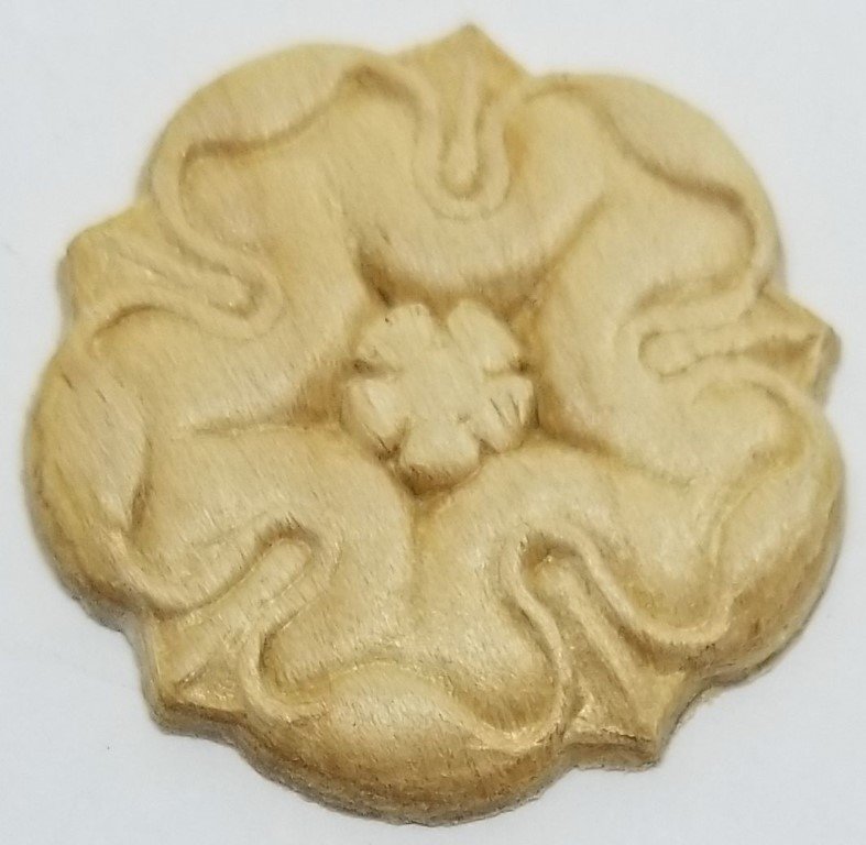 (LIMITED STOCK) - Oak Veneered Pressed Decorative Ornament carved Rosette rose trim wood antique vintage retro