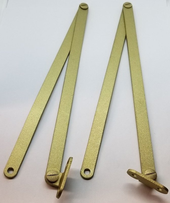 Pair (2) 18" Brass Coated Steel DROP FRONT DESK LID STAYS hinges mailbox trunk chest steamer strong friction