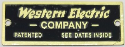 (OUT OF STOCK) - Western Electric Company Phone NAMEPLATE brass plaque decal badge telephone antique vintage old