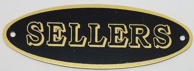Brass Sellers Cabinet Oval Nameplate badge plaque Label Hoosier antique vintage old name plate