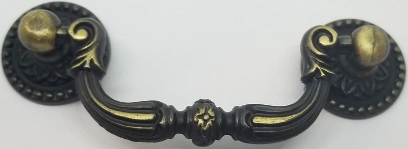2-1/2" Centers - COLONIAL REVIVAL DRAWER PULL bail antique brass cast zinc rustic patina vintage old