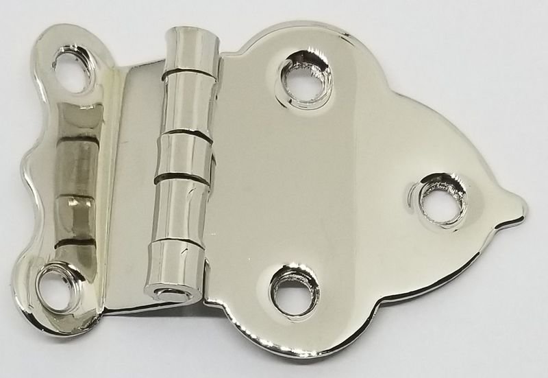 Nickel Boone Sellers OFFSET Cabinet Hinge Hoosier Polished Stamped Victorian Gothic antique vintage