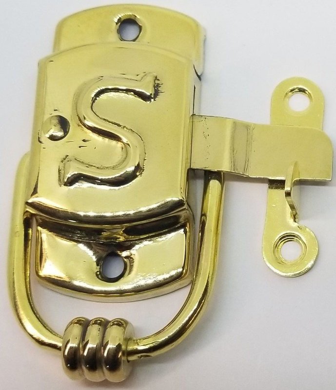 LEFT Hand BRASS Sellers "S" Cabinet Latch door knocker Hoosier antique vintage old