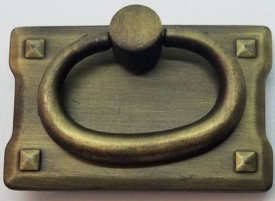 Antique Brass Single Horizontal Mission Style Drawer Pull zinc alloy cast patina rustic vintage