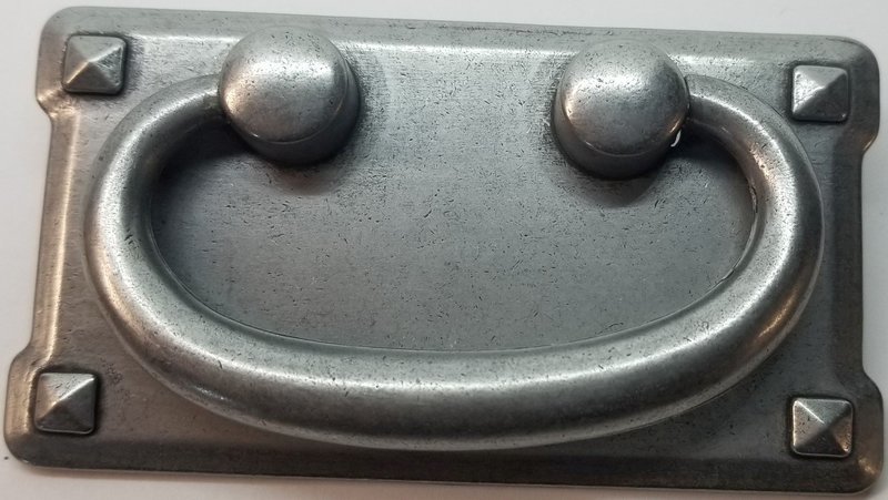 PEWTER SILVER DOUBLE Horizontal Mission Style Drawer Pull zinc alloy cast patina rustic vintage