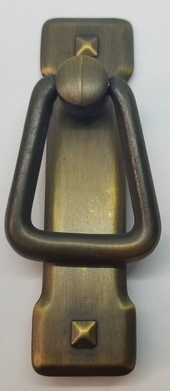 ANTIQUE BRASS VERTICAL Mission Style Drawer Pull patina rustic vintage old zinc alloy cast