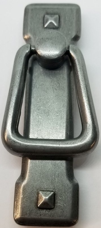 PEWTER SILVER VERTICAL Mission Style Drawer Pull patina rustic vintage old zinc alloy cast