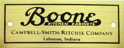 BOONE Brass Name plate Cabinet label badge hoosier sellers antique vintage furniture
