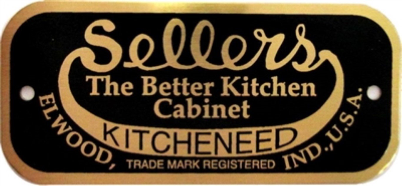 SELLERS Brass Name plate Cabinet label badge hoosier antique vintage furniture tag old