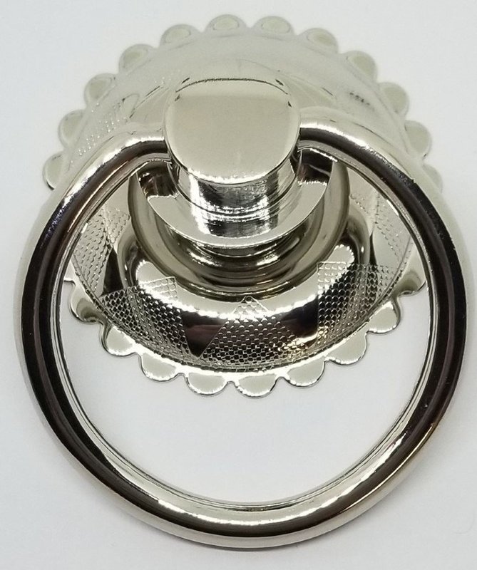 SMALL NICKEL - Eastlake Victorian Style Single Post Ring Pull Knob Bail Drawer Cabinet Door
