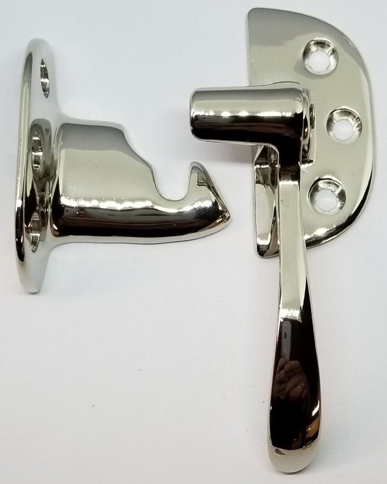 RIGHT HAND NICKEL SOLID BRASS Ice Box Latch 3/8 Off Set antique vintage retro solid chrome handle door lock