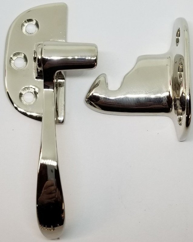 LEFT HAND NICKEL Solid Brass Ice Box Latch 3/8" Off Set antique vintage retro solid chrome handle door lock