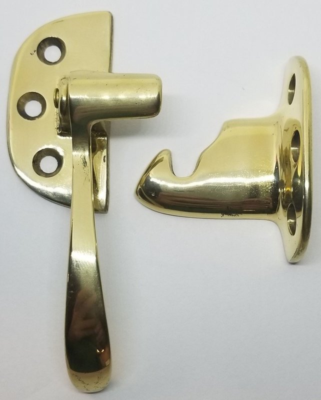 LEFT HAND SOLID BRASS Ice Box Latch 3/8" Off Set antique vintage retro solid handle door lock
