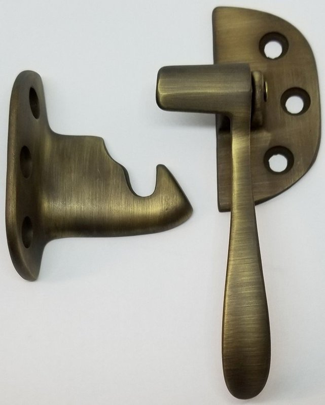RIGHT HAND ANTIQUE SOLID BRASS Ice Box Latch 3/8" Off Set vintage retro solid chrome handle door lock
