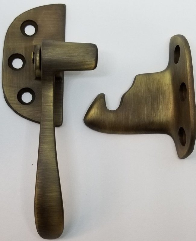 LEFT HAND ANTIQUE Solid BRASS Ice Box Latch 3/8" Off Set vintage retro solid chrome handle door lock