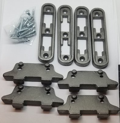 MEDIUM Cast Iron Bed Rail Fastener Set (kit) - 4 frame hooks Post anchors metal antique vintage