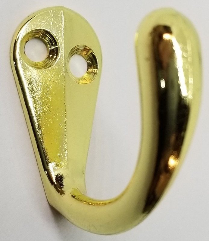 1.5" BRASS Small Jewelry Hook Front Mount Single shirt jacket hat brass tiny cast