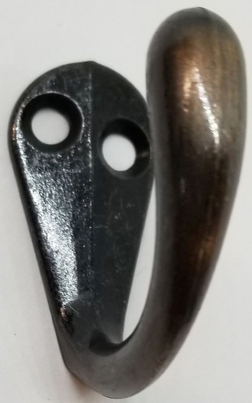 1.5" OIL RUBBED BRONZE Small Jewelry Hook Front Mount Single shirt jacket hat brass tiny cast