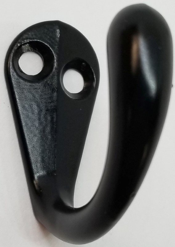 1.5" BLACK Small Jewelry Hook Front Mount Single shirt jacket hat brass tiny cast