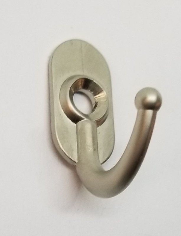 1.25" SATIN NICKEL Small Jewelry Hook Front Mount Single shirt jacket hat brass tiny cast