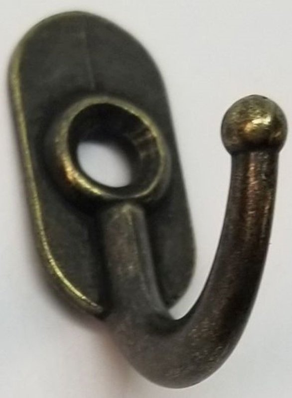 1.25" ANTIQUE BRASS Small Jewelry Hook Front Mount Single shirt jacket hat brass tiny cast