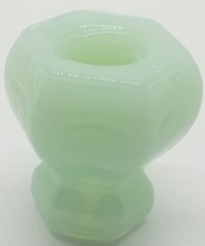 1" MILK GREEN JADE HEXAGONAL Glass Knob 1 inch Hexagon antique vintage old retro pan hoosier cupboard side door drawer cabinet