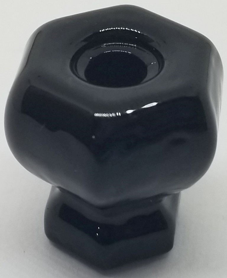 1" BLACK EBONY HEXAGONAL Glass Knob 1 inch Hexagon antique vintage old retro pan Hoosier cupboard side door drawer cabinet
