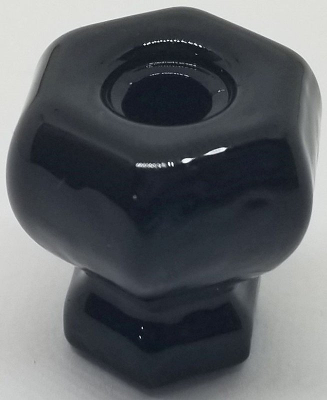 1" BLACK EBONY HEXAGONAL Glass Knob 1 inch Hexagon antique vintage old retro pan Hoosier cupboard side door drawer cabinet