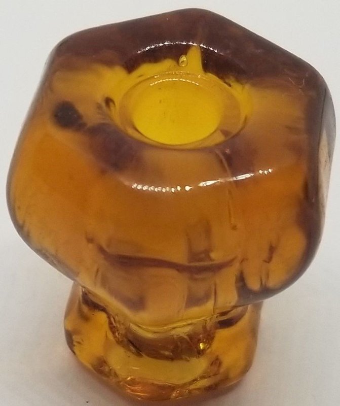 1" AMBER Hexagonal Glass Knob orange flame honey brown 1 inch Hexagon antique vintage old retro pan Hoosier cupboard side door drawer cabinet