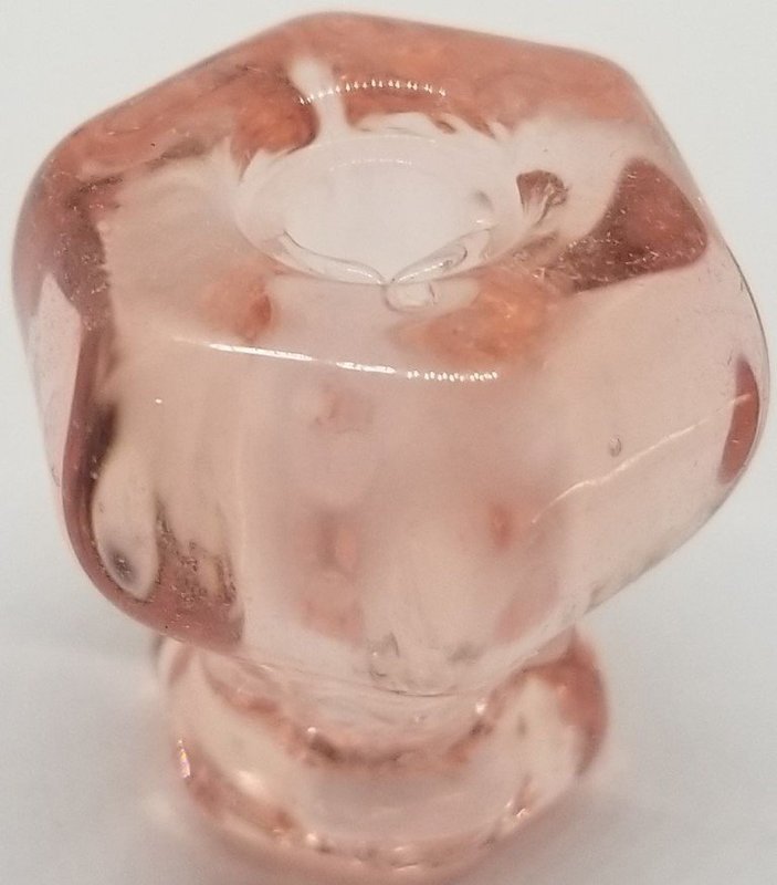 1" DEPRESSION PINK ROSE Hexagonal Glass Knob 1 inch Hexagon antique vintage old retro pan hoosier cupboard side door drawer cabinet