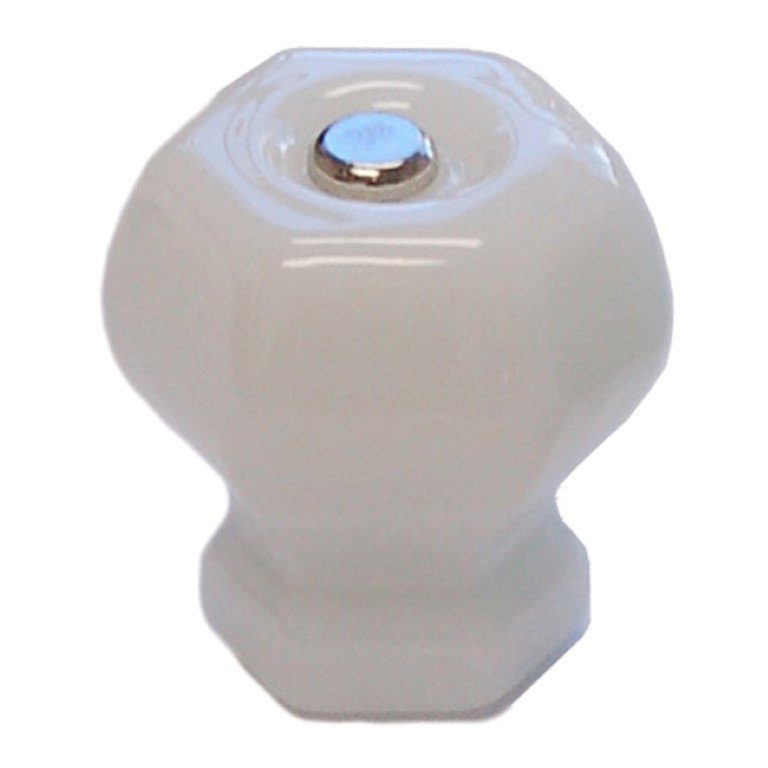 1-1/4" OPAL MILK WHITE HEXAGONAL Glass Knob Hexagon antique vintage old retro pan Hoosier cupboard side door drawer cabinet