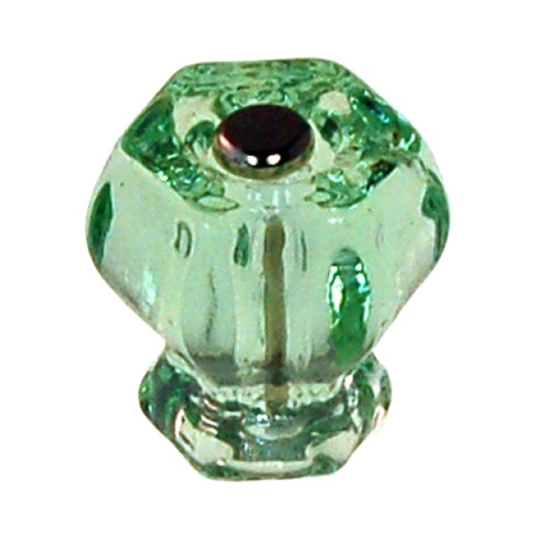 1-1/4" DEPRESSION LIGHT GREEN HEXAGONAL Glass Knob 1 inch Hexagon antique vintage old retro pan Hoosier cupboard side door drawer cabinet