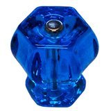 1-1/2" PEACOCK BLUE Hexagonal Glass Knob Hexagon antique vintage old retro pan Hoosier cupboard side door drawer cabinet