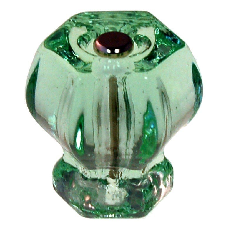 1-1/2" DEPRESSION LIGHT GREEN Hexagonal Glass Knob Hexagon antique vintage old retro pan Hoosier cupboard side door drawer cabinet