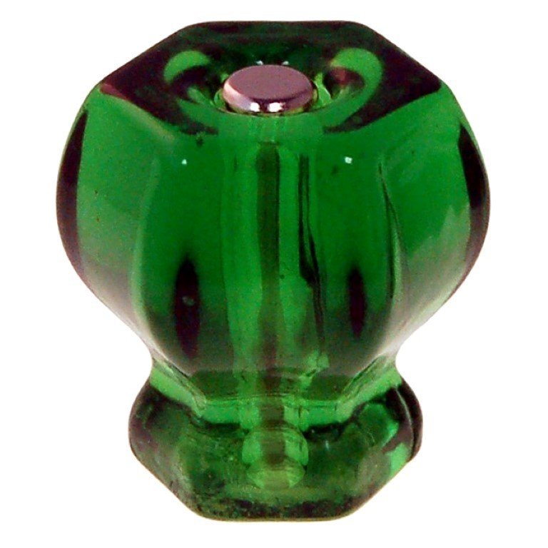 1-1/2" DARK FOREST GREEN Hexagonal Glass Knob Hexagon antique vintage old retro pan Hoosier cupboard side door drawer cabinet