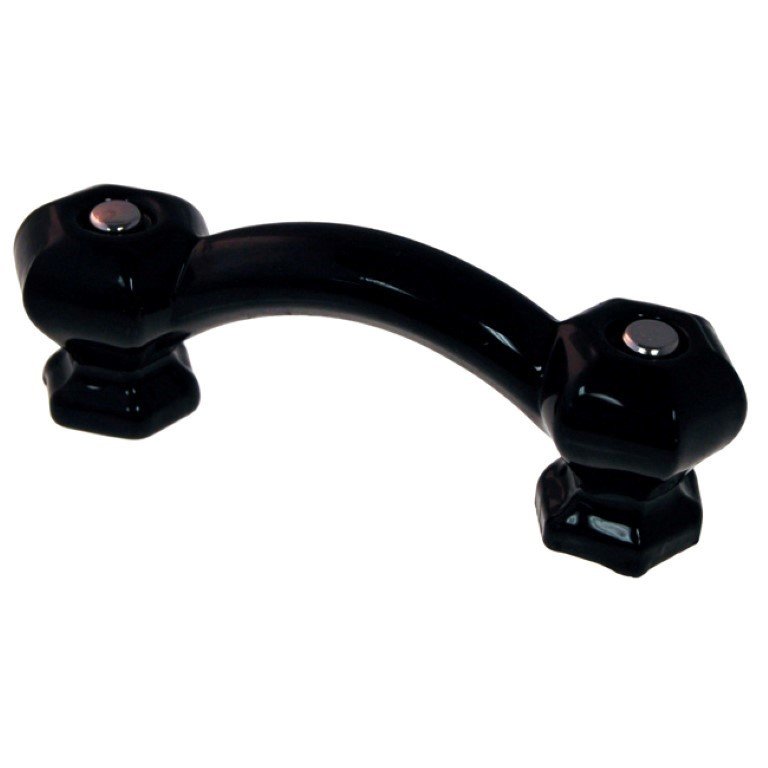 BLACK EBONY Glass Handle Hexagonal posts Pull Knob Hexagon antique vintage old retro Hoosier cupboard side door drawer cabinet pan