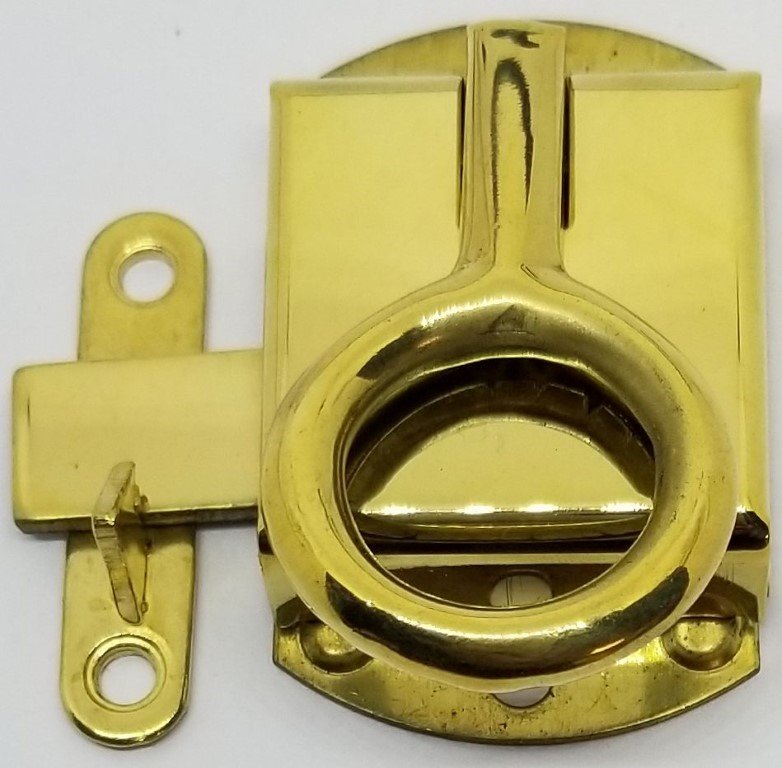 RIGHT HAND Solid BRASS  Napanee Wilson Ring Cabinet Door Latch Hoosier Sellers antique vintage restore