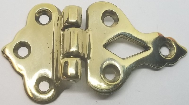 Polished Brass Cast Ice Box Door Hinge 3/8" Offset antique refrigerator freezer vintage retro
