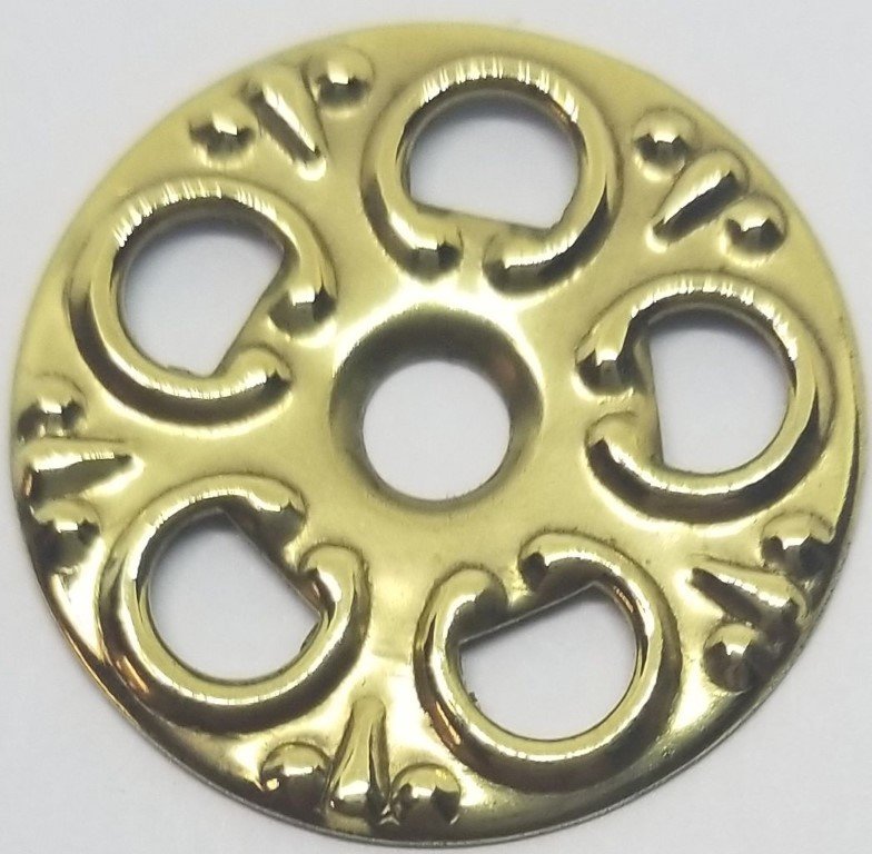Stamped Brass BACKPLATE Victorian bail pull pierced rosette fancy decorative back plate antique old vintage