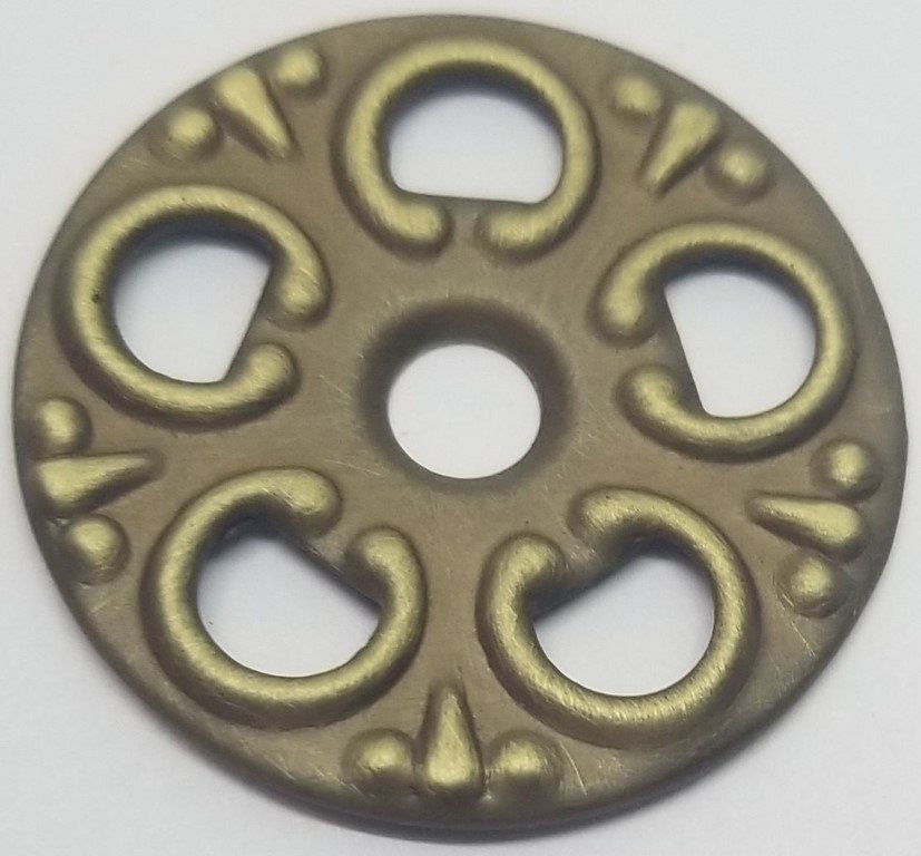 Stamped ANTIQUE BRASS BACKPLATE Victorian bail pull pierced rosette fancy decorative back plate antique old vintage
