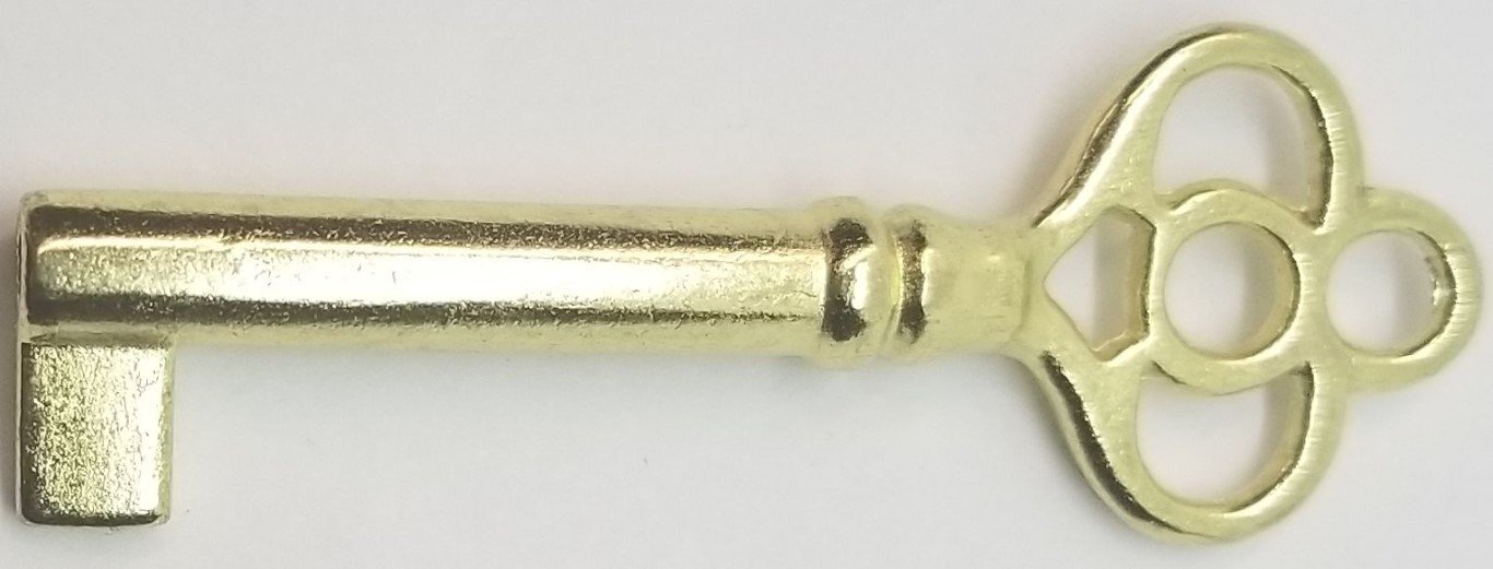 Brass Plated Cast Brass Key M-1808 lock Skeleton Antique lock vintage old fancy chrome shiny jewelry ornament