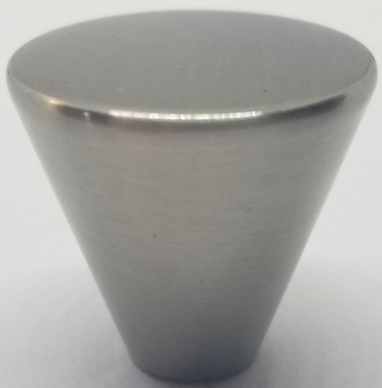 1" Stainless Steel mid-Century Modern Knob Cone pull satin nickel handle sleek contemporary rustic metal gray