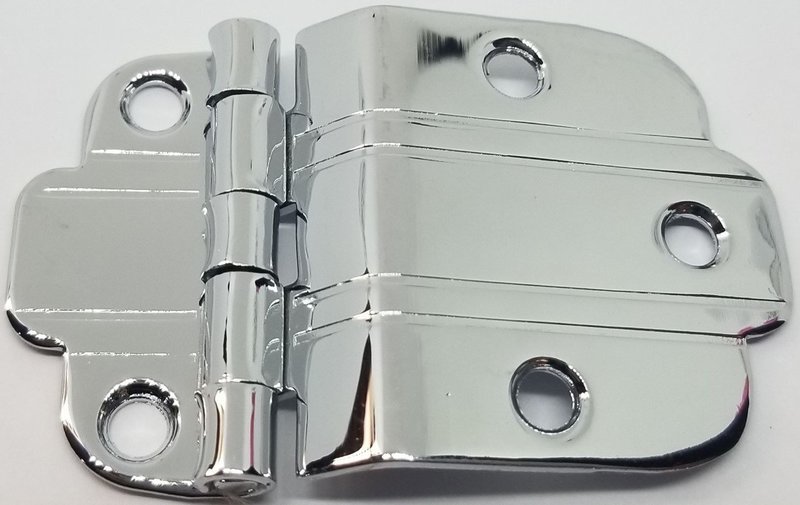 POLISHED NICKEL Chrome 3/8" OFFSET MOUNT Art Deco Cabinet Hinge line Modern Contemporary hoosier