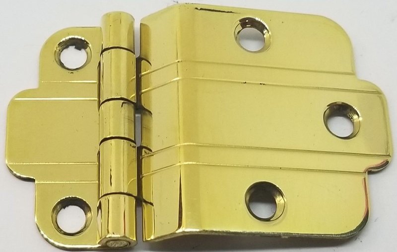 POLISHED BRASS 3/8" Offset Mount Art Deco Cabinet Hinge line Modern Contemporary hoosier