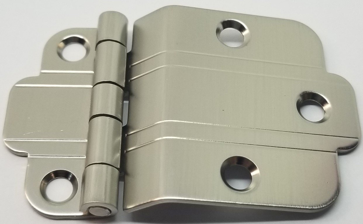 BRUSHED NICKEL 3/8" Offset Mount Art Deco Cabinet Hinge line Modern Contemporary hoosier